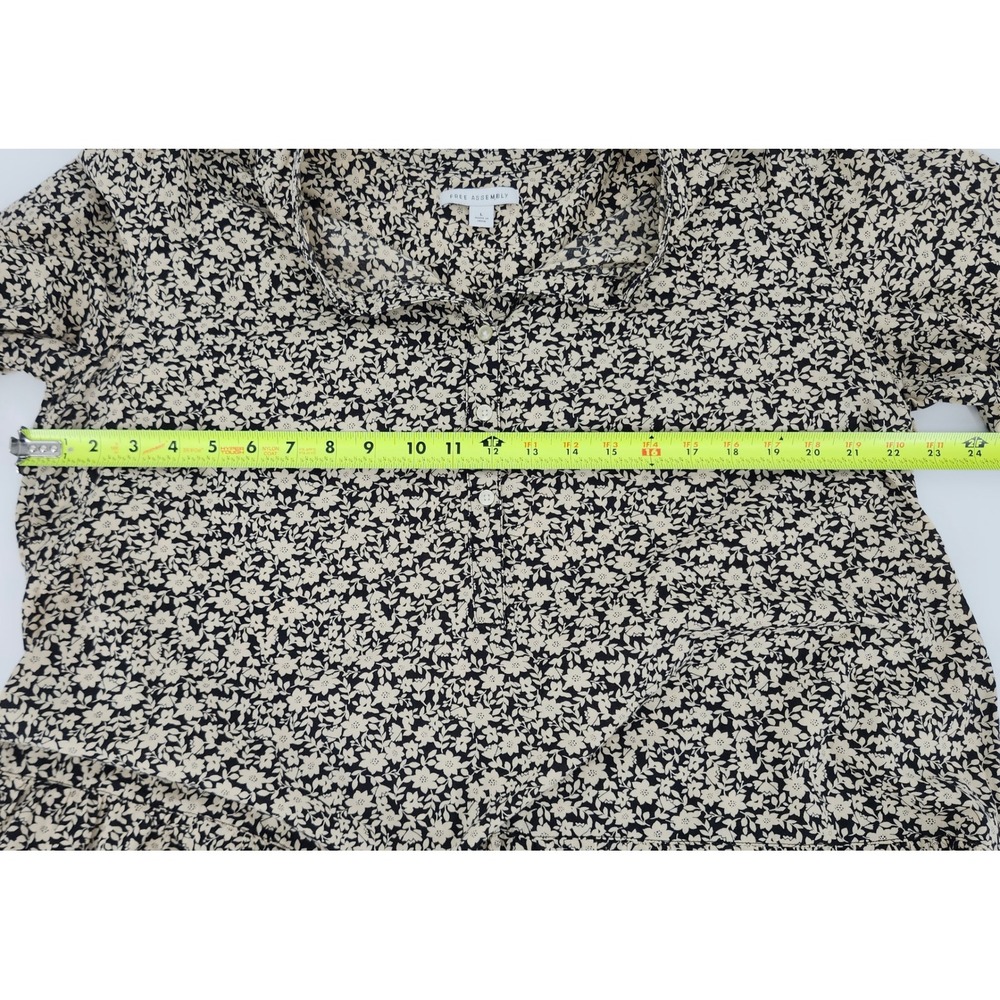 Free Assembly Womens Floral Tiered Prairie Dress Black Cream Long Sleeve Large - Picture 4 of 5